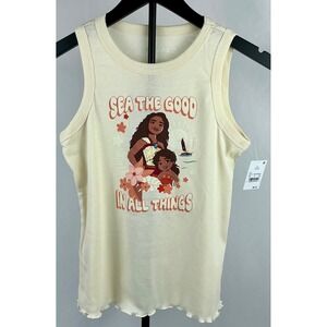 Disney Moana 2 Girls Tank Top Size XL (14)‎ Sea The Good Sleeveless Cream